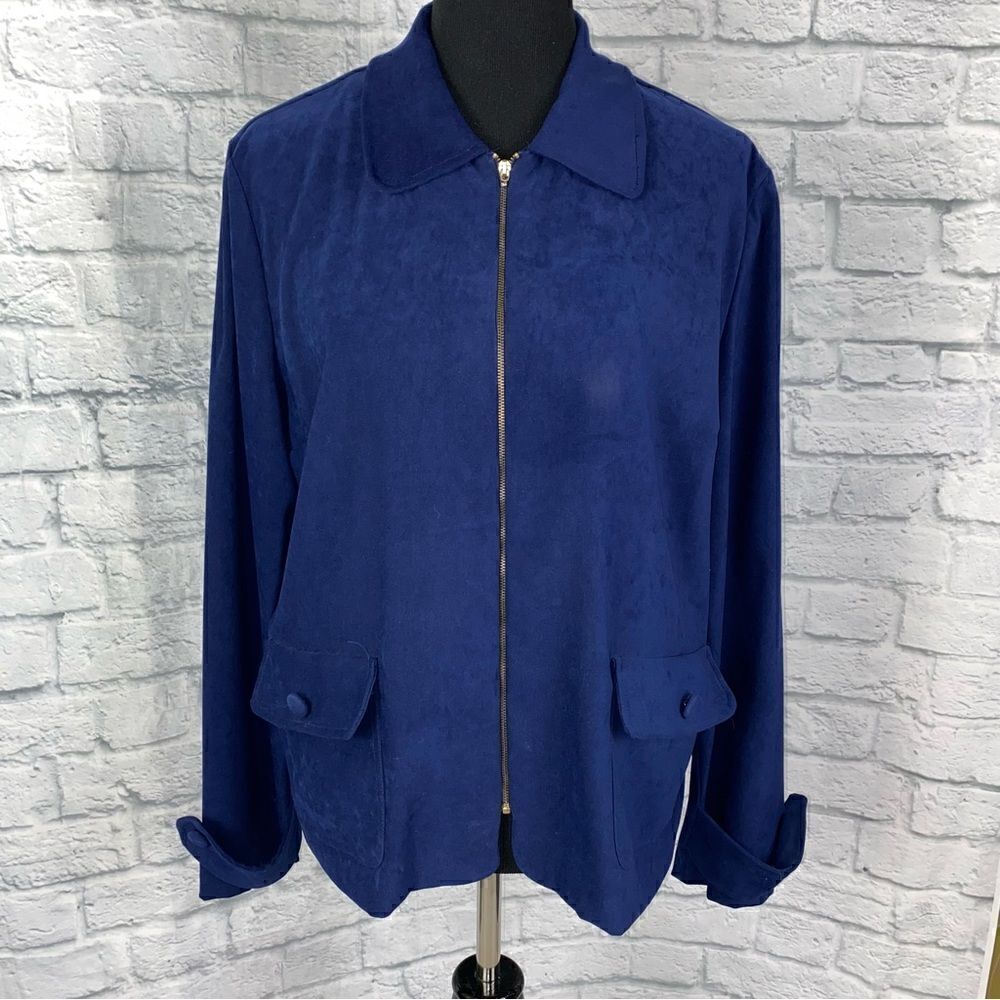 Maren full zip collared jacket navy blue sz 14